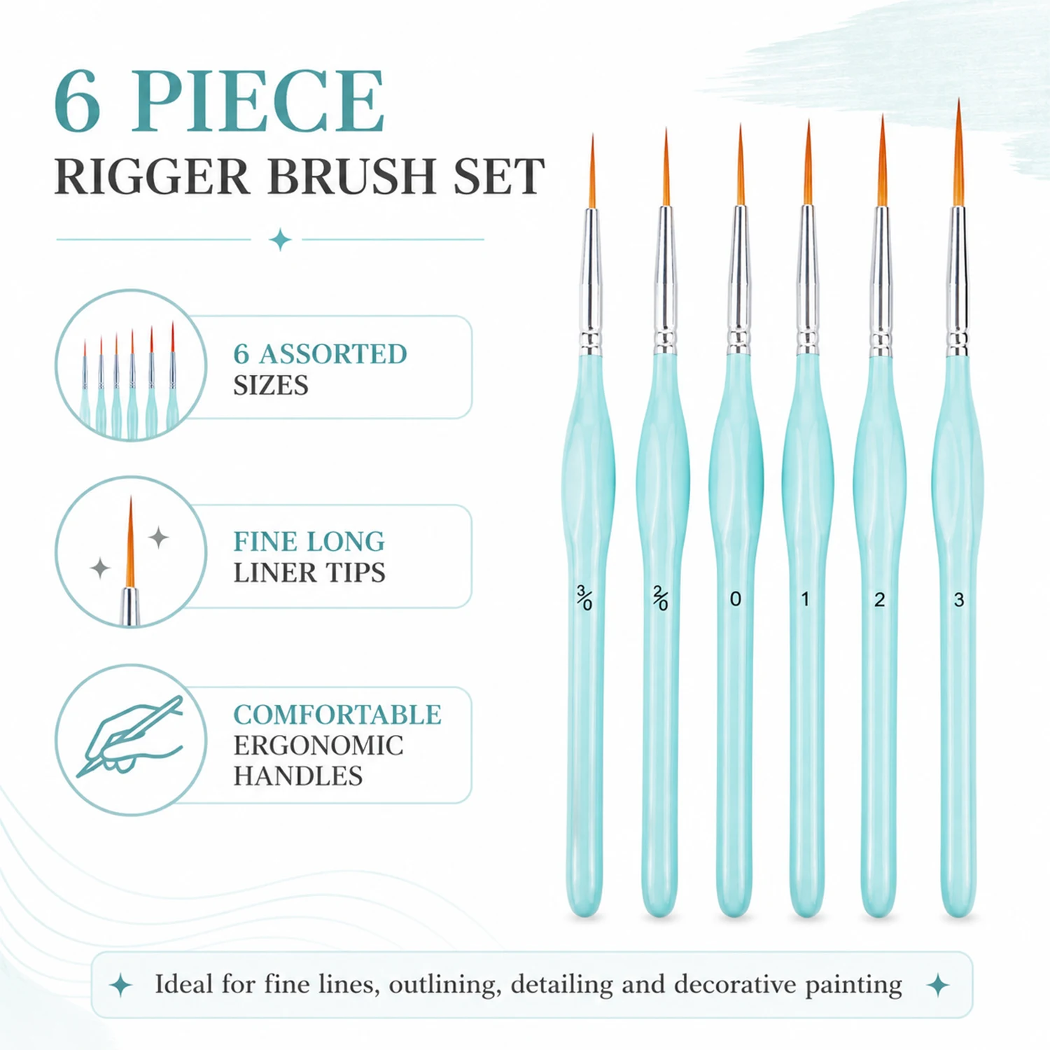 6pcs Rigger Paint Brushes Set, - огляд і ціна Detailing Brush Set